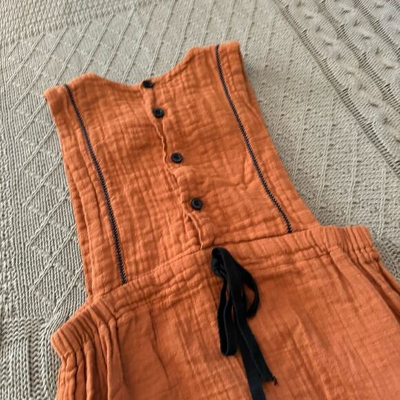 Gauze Material Rust Orange Bubble Romper ~ 4 - Picture 8 of 9